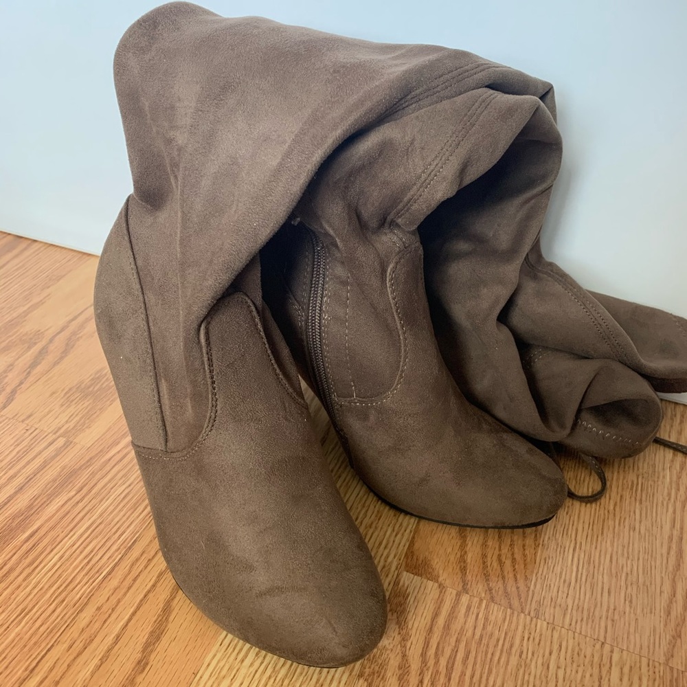 Over the Knee Taupe Brown Boots